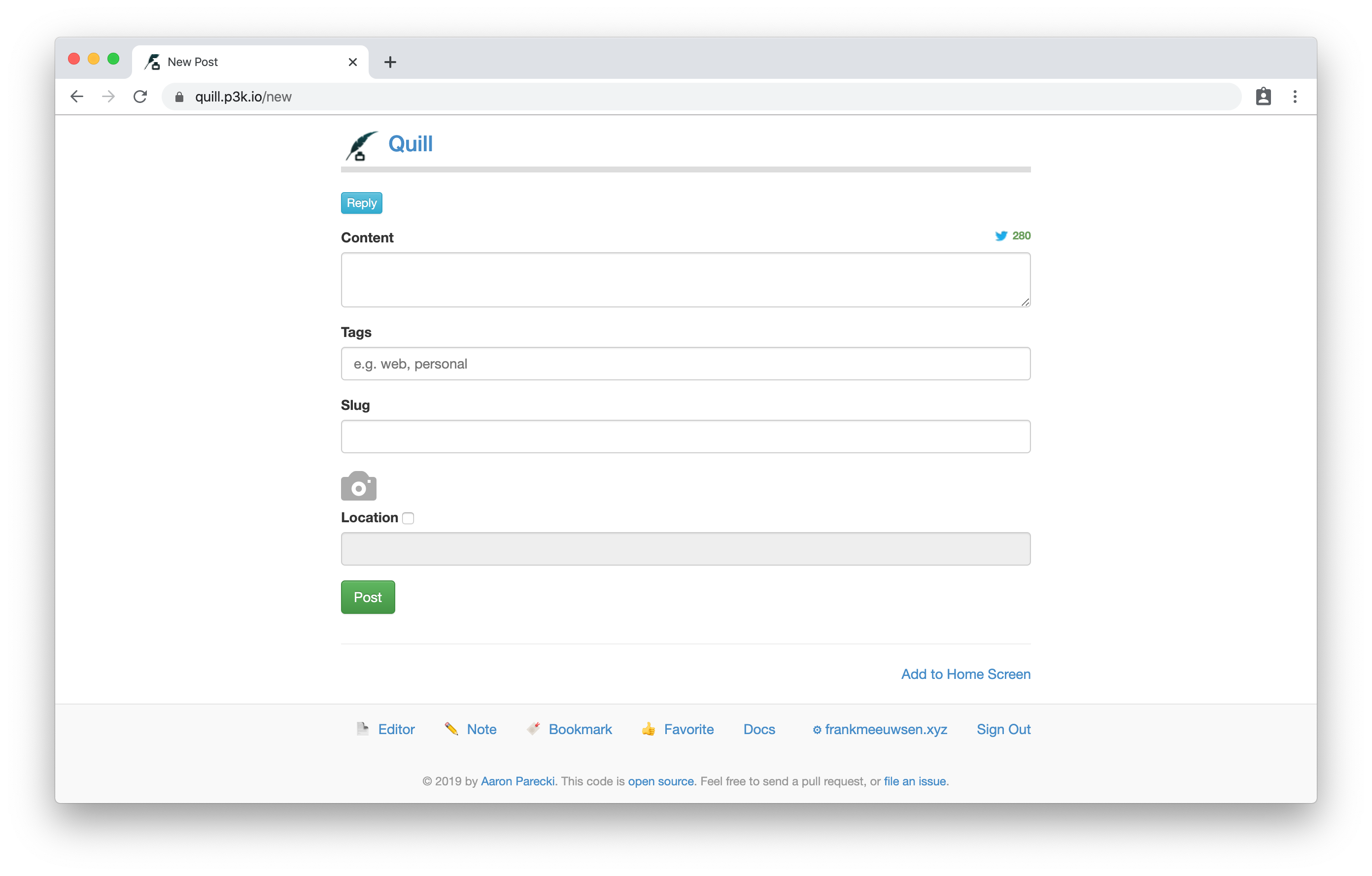 Quill note editor