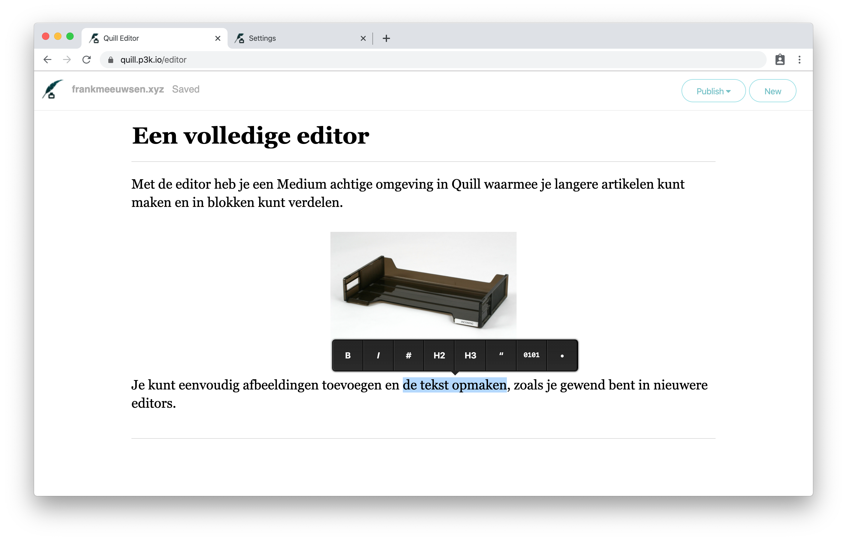 Quill volledige editor