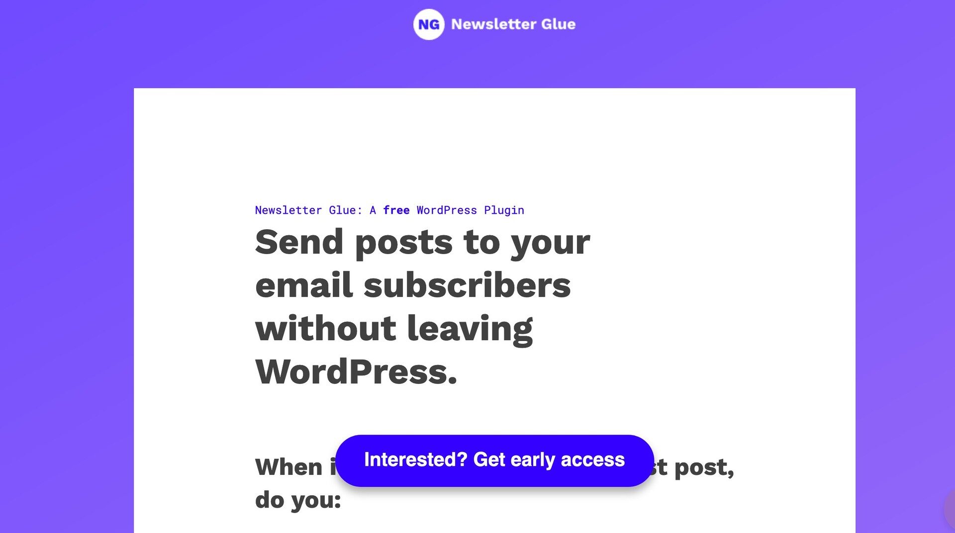 Newsletter Glue - stuur je nieuwsbrief