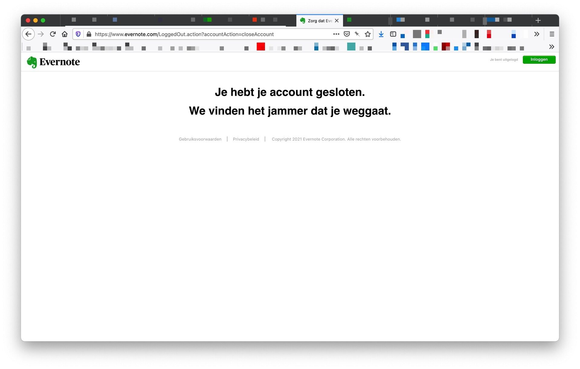 Je Evernote account is gesloten