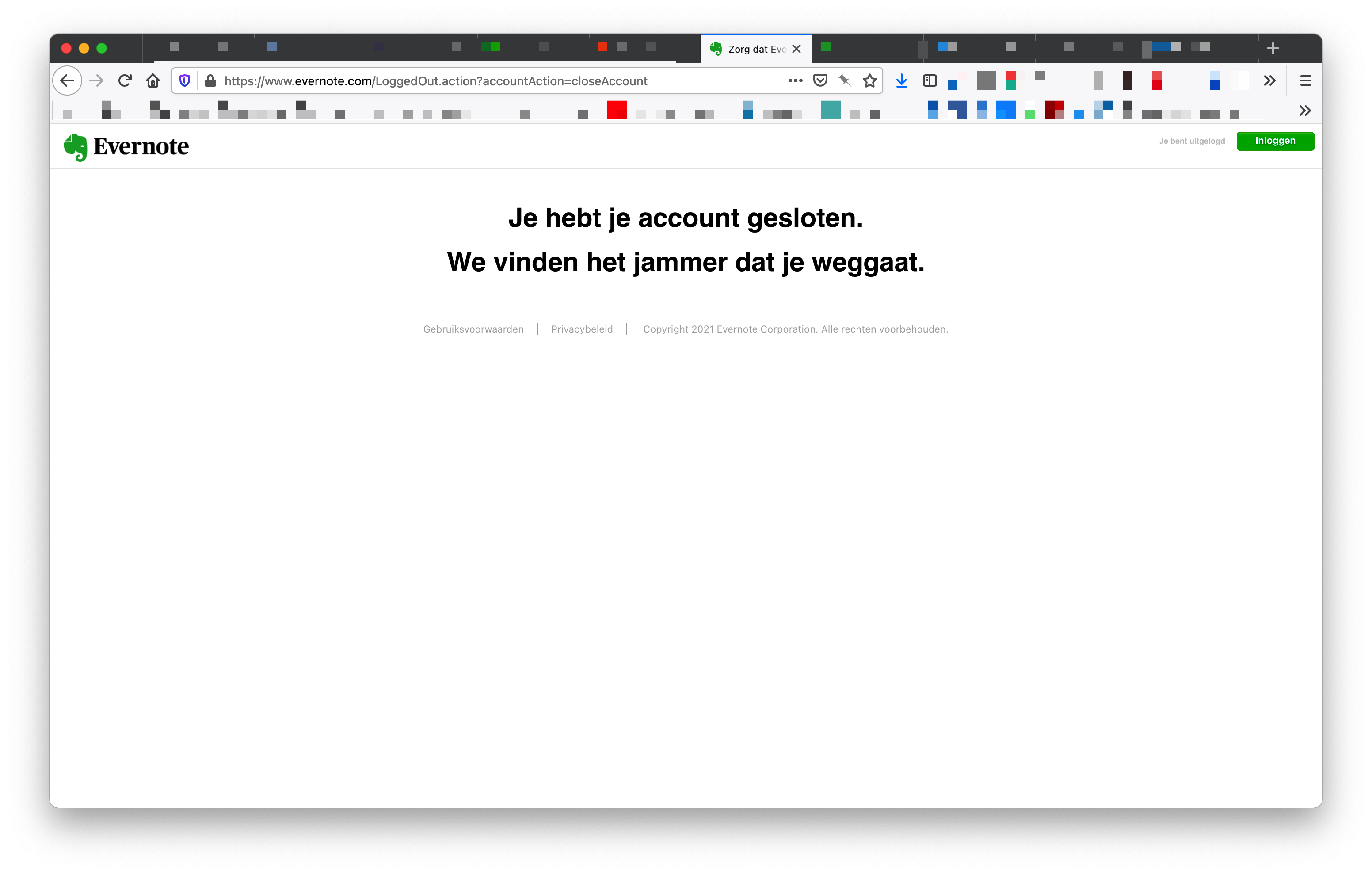 Je Evernote account is gesloten