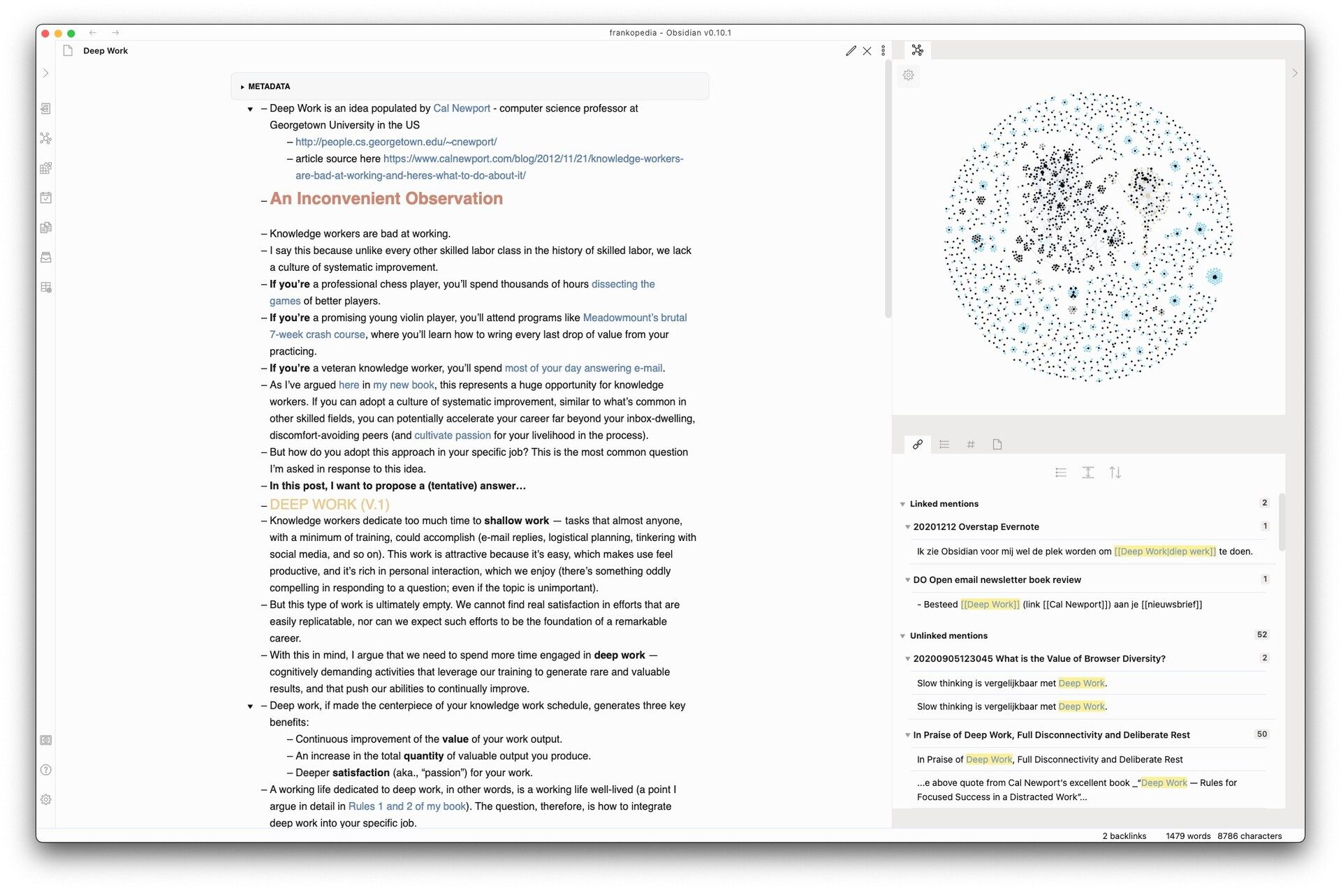 Een tweede alternatief voor Evernote, Obsidian