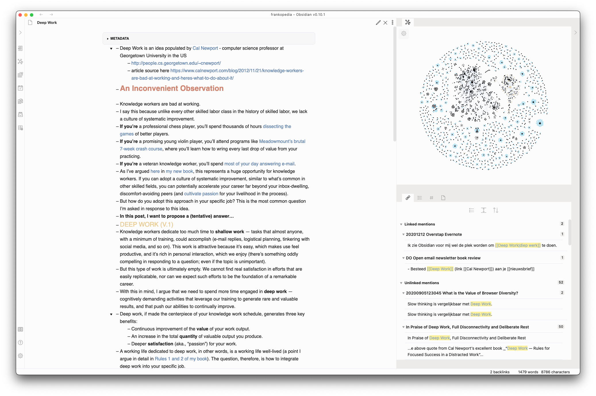 Een tweede alternatief voor Evernote, Obsidian