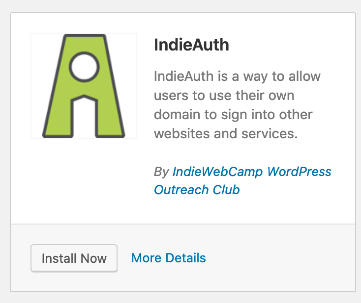 Screenshot van de IndieAuth plugin